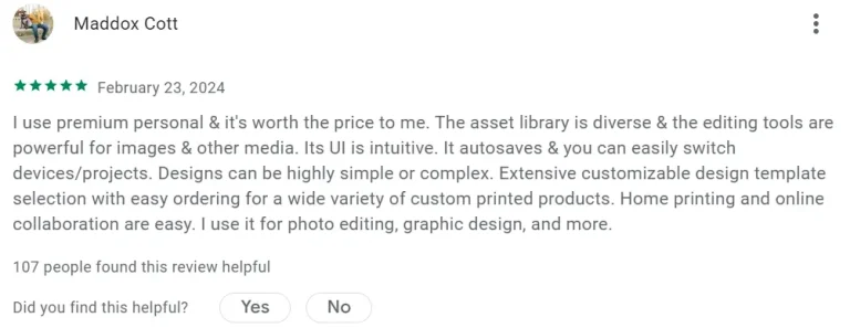 Reviews in canva